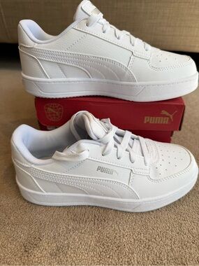 Puma Cavana White Lace Up Sneakers Size 3 Child